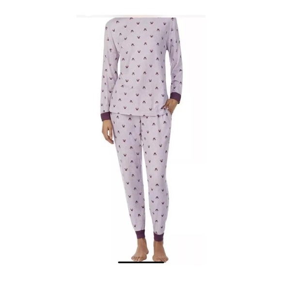 Disney Minnie Mouse Pajama Set Womens XL Purple Long Sleeve Joggers Loungewear - Picture 1 of 9